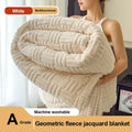Axyaa Jacquard Queen Size Coral Fleece Blanket - Soft Plush Geometric Sofa Throw