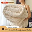 Axyaa Jacquard Queen Size Coral Fleece Blanket - Soft Plush Geometric Sofa Throw