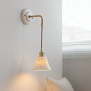Axyaa Vintage LED Wall Lamp with Adjustable Copper Arm 70CM - White Ceramic