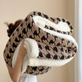 Axyaa Houndstooth Jacquard Fleece Blanket: Cozy Sofa Bed Throw for Spring & Autumn