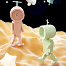 Axyaa Mini Square Robot Night Light LED Book Lamp Wooden Decor