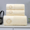 Axyaa Luxury Embroidered Cotton Towels Set - 3 Pieces