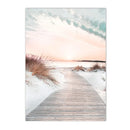 Beach Flamingo Canvas Wall Art by Axyaa - Sea Wave Starfish Shell, Palm Tree, Pineapple