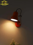 Axyaa Medieval Red/Orange LED Wall Lamp: Adjustable Iron Art for Bedroom Study Reading