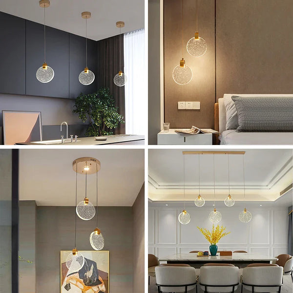 Axyaa Nordic LED Crystal Pendant Lights for Bedroom and Living Room Decor