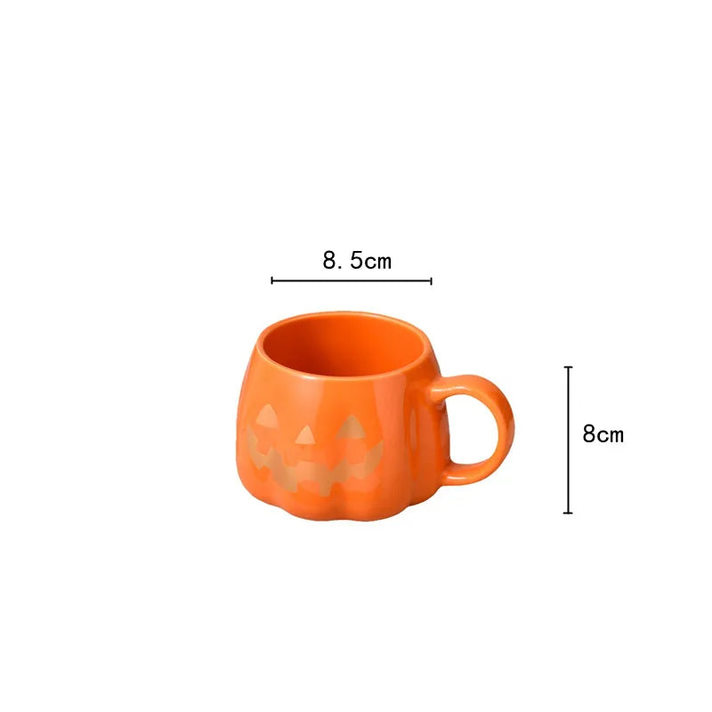 Axya Halloween Pumpkin Ceramic Mug - Fun Pumpkin Cup for Halloween Decor