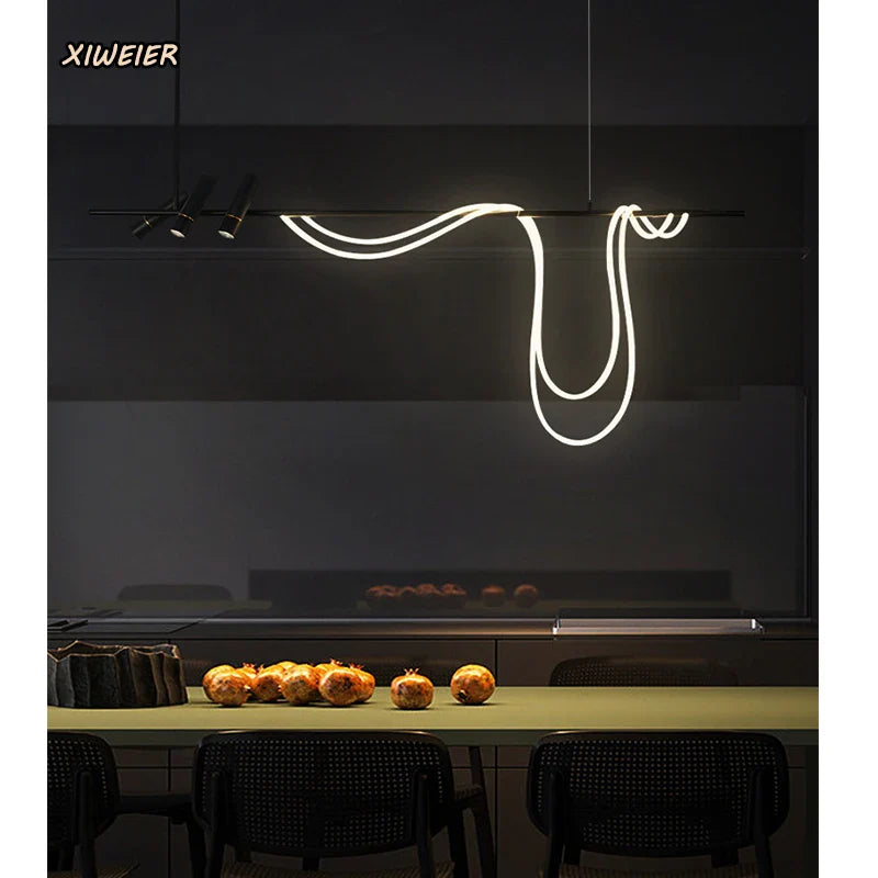 Axyaa Long Arc LED Chandelier - Elegant Nordic Design for Bar and Desk