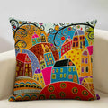 Axyaa Scenic Illustration Cushion Cover 45x45cm for Home Art Decoration