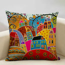 Axyaa Scenic Illustration Cushion Cover 45x45cm for Home Art Decoration