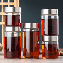 Axyaa Glass Storage Cups - Portable Seal, Thick High Borosilicate, Scale, Sealed Jar