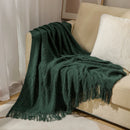 Axyaa Solid Knit Sofa Cover Blanket with Fringe for Air Conditioning and Summer Nap