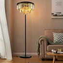 Axyaa Gray Crystal Classic Black Standing Light for Modern Luxury Living Room
