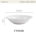Axyaa White Lace Ceramic Deep Plate Pasta Set for Hotels & Restaurants