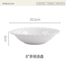 Axyaa White Lace Ceramic Deep Plate Pasta Set for Hotels & Restaurants