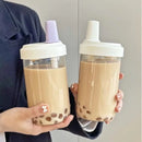 Axyaa 500/800ML Straw Cup, Transparent PP, Portable Ins Style Juice Milk Tea Cup