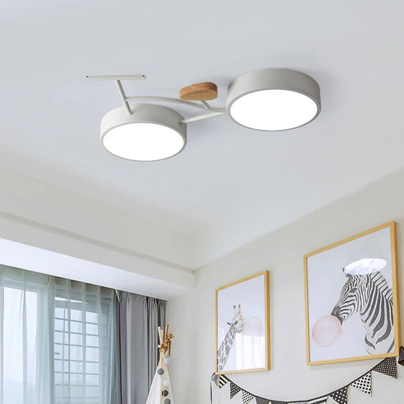 Nordic Kids Room Chandelier: Axyaa LED Ceiling Light in Green, White, Gray