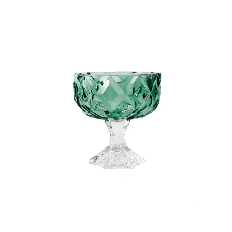Axyaa 276ml Rhomboid Crystal Glass Cup for Desserts, Ice Cream, Milkshakes