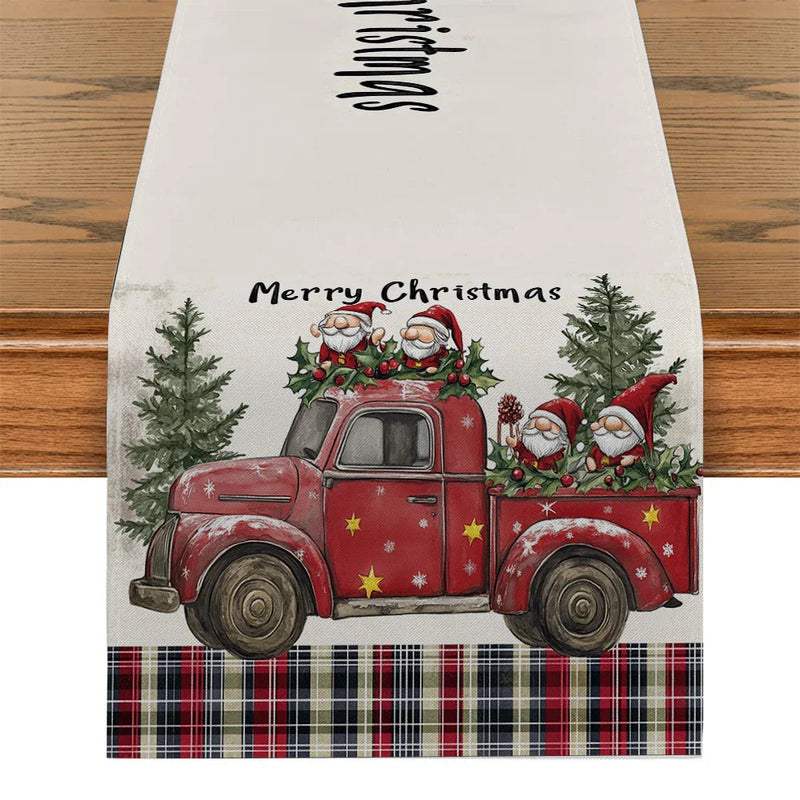 Axyaa Christmas Picard Dwarf Tree Table Runner for Festive Decor