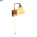 Axyaa Vintage Brass Ceramic LED Wall Lamp with Pull Chain Switch