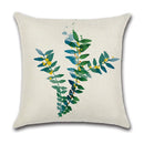 Axyaa Green Leaf Linen Pillowcase, Simple Style Decorative Sofa Cushion Cover