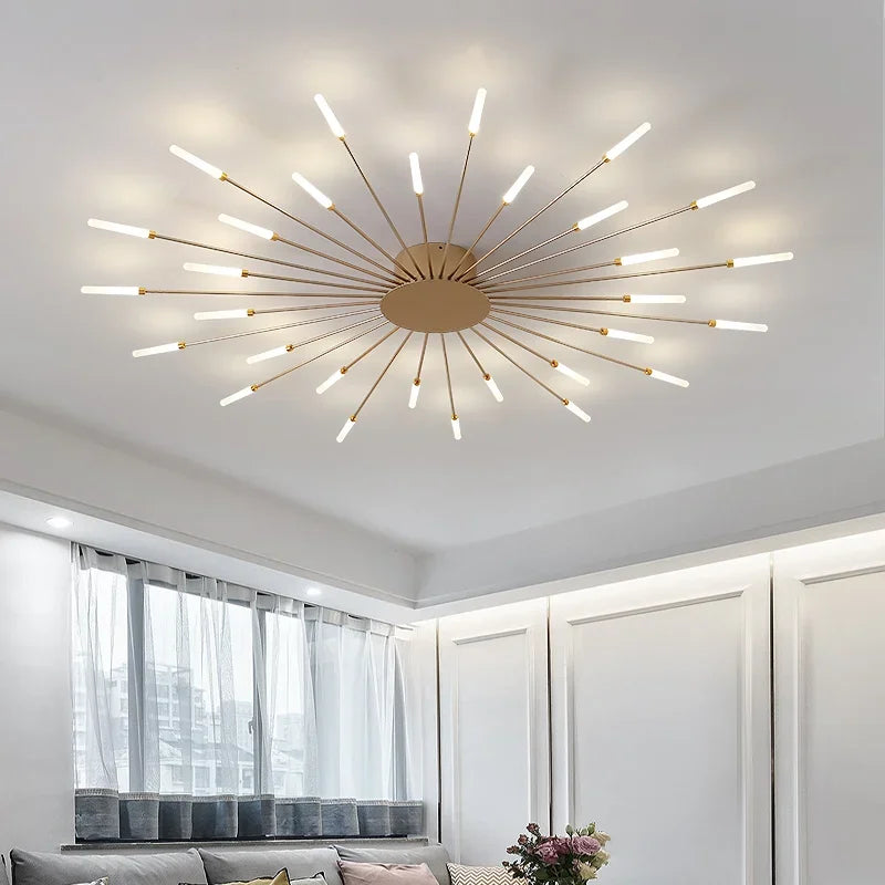 Nordic Gold Chandelier LED Ceiling Lights by Axyaa: Elegant Home Lighting for Various Spaces