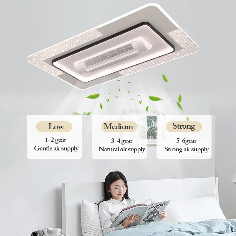 Axya Bladeless LED Ceiling Fan: Modern, Dimmable, Remote Control, Metal+Acrylic