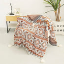 Axyaa Bohemian Knit Sofa Cover & Summer Blanket with Air Conditioning Features