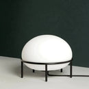 Axyaa White Glass Egg Desk Lamp, Modern Minimalist Design, Black Iron Frame, E27 Bulb