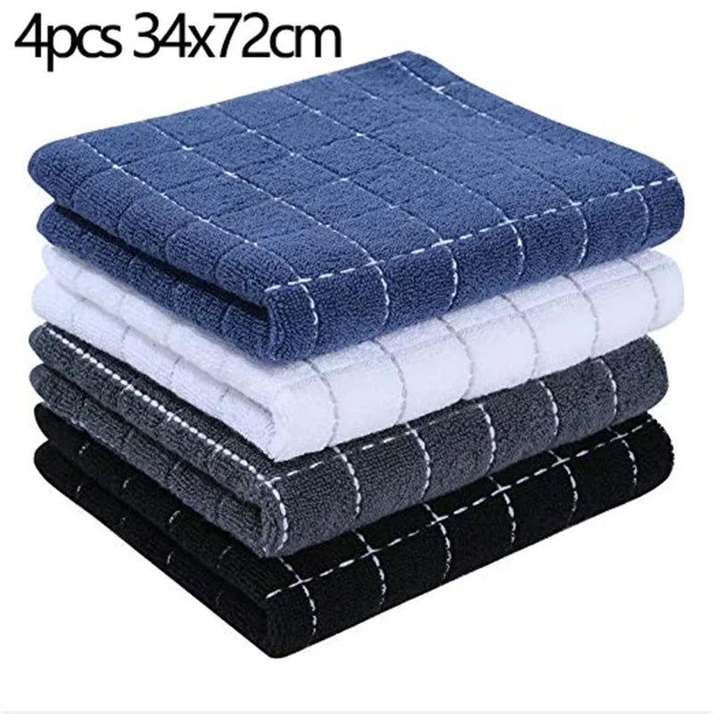 Axyaa Cotton Kitchen Towels Set of 4, Ultra Soft Absorbent Dishcloths