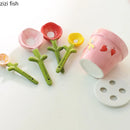 Axya Ceramic Flower Spoon Set Desktop Organizer Kitchen Dinnerware