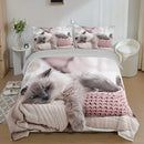 Axyaa 3D Cat Print Duvet Cover Set - All Season Soft Comfort Bedding