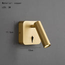 Axyaa Brass LED Wall Light Switch 4000K Copper Gold Black Silver Bedroom Reading