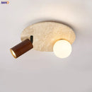 Axyaa Yellow Travertine LED Ceiling Light: Wabi Sabi Home Decor Fixture