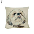 Axyaa Watercolor Dog Print Linen Pillow Cover 45X45CM