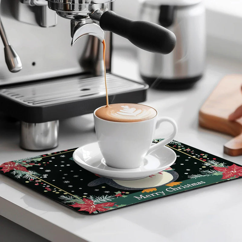 Axyaa Christmas Candy Drying Mat: Absorbent Dish Placemat for Table Cup Drying Mats