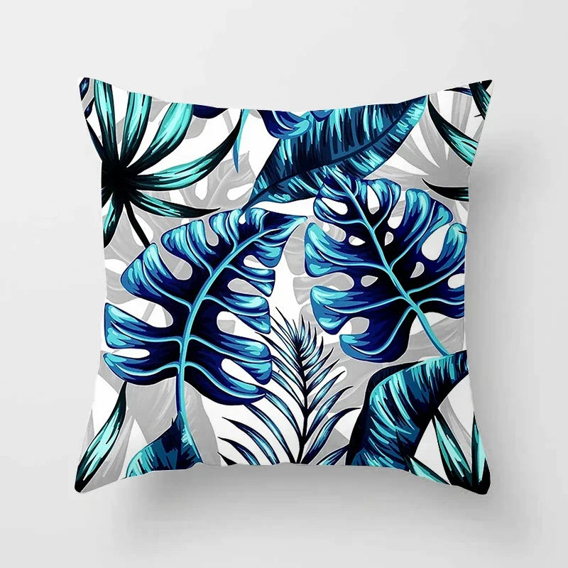 Axyaa Tropical Green Plants Pattern Cushion Cover for Sofas and Decor