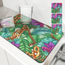 Tropical Palm Drying Mat by Axyaa: Absorbent Anti-Slip Coffee Mat & Table Placemat