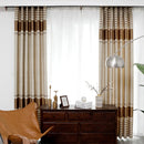 Axyaa Striped Jacquard Curtain: Gold Luxury High Quality Window Drapes for Living Room & Bedroom