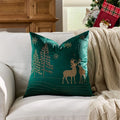 Christmas Embroidered Pillowcase Cojines with Tree Elk Design by Axyaa