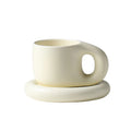 Axyaa Nordic Style Ceramic Chubby Mug Set with Oval Plate - 400ml