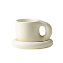 Axyaa Nordic Style Ceramic Chubby Mug Set with Oval Plate - 400ml
