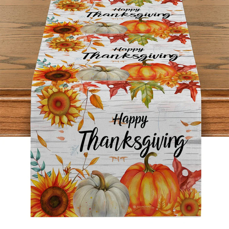 Axyaa Sunflower Maple Leaf Table Runner Party Decor Elegance