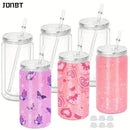 Axyaa 16oz Insulated Plastic Water Bottles with Straws, Lids - DIY Snowball Cup