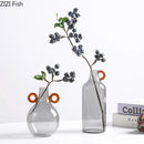 Axyaa Gray Glass Vase Hydroponics Plant Pot Table Decoration Flowers Arrangement Aesthetic Decor