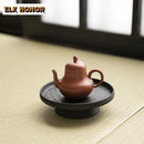 Axyaa High Footed Gaiwan Holder Coasters Set - White Wax Wood Charcoal Pot Mat