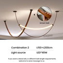Axyaa Minimalist Belt LED Pendant Chandelier: Italian Design, Modern Style, Ideal for Living Room & Bar.