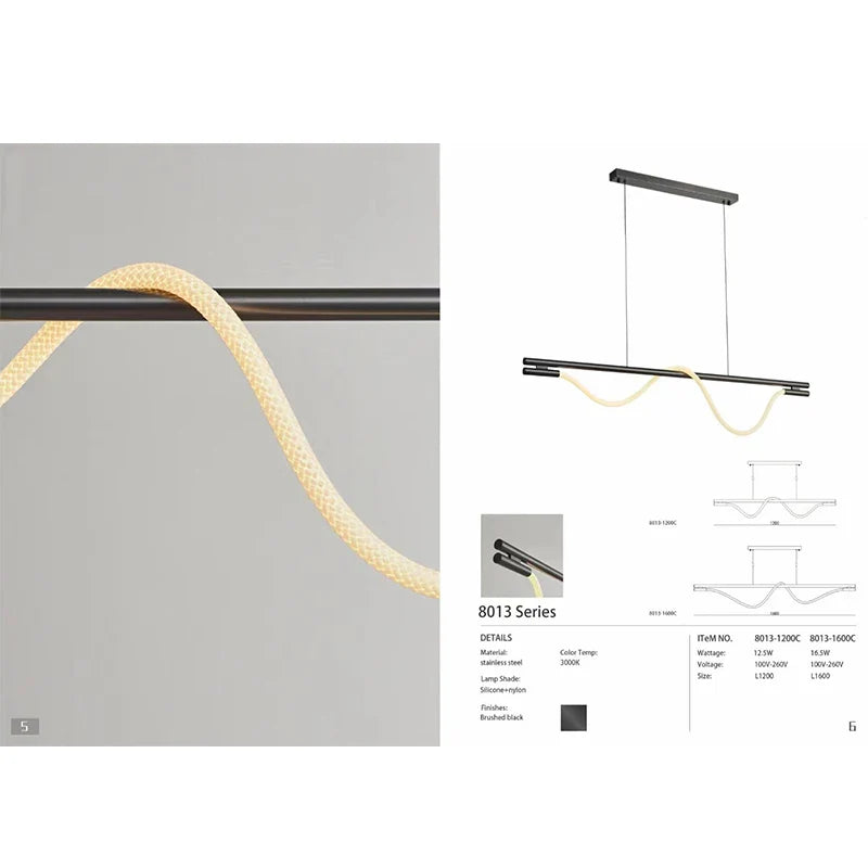 Axyaa Black Metal Bar Office Chandelier - Minimalist Nordic Design