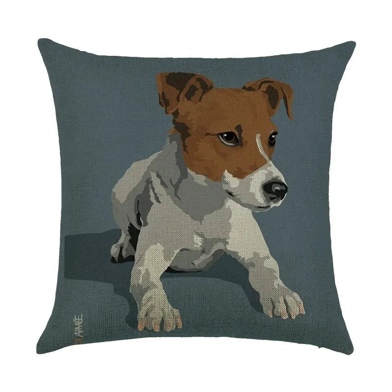 Axyaa Cartoon Dog Linen Pillowcase 45*45cm