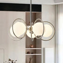 Axyaa Nordic Iron Ring Glass Ball LED Chandelier for Modern Living Room