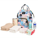 Axyaa Cartoon Print Mommy Diaper Bag Backpack with Bottle Insulation